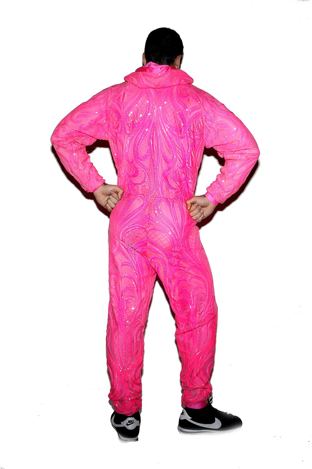 Neon Pink Sequin Jumpsuit / Ski Suit