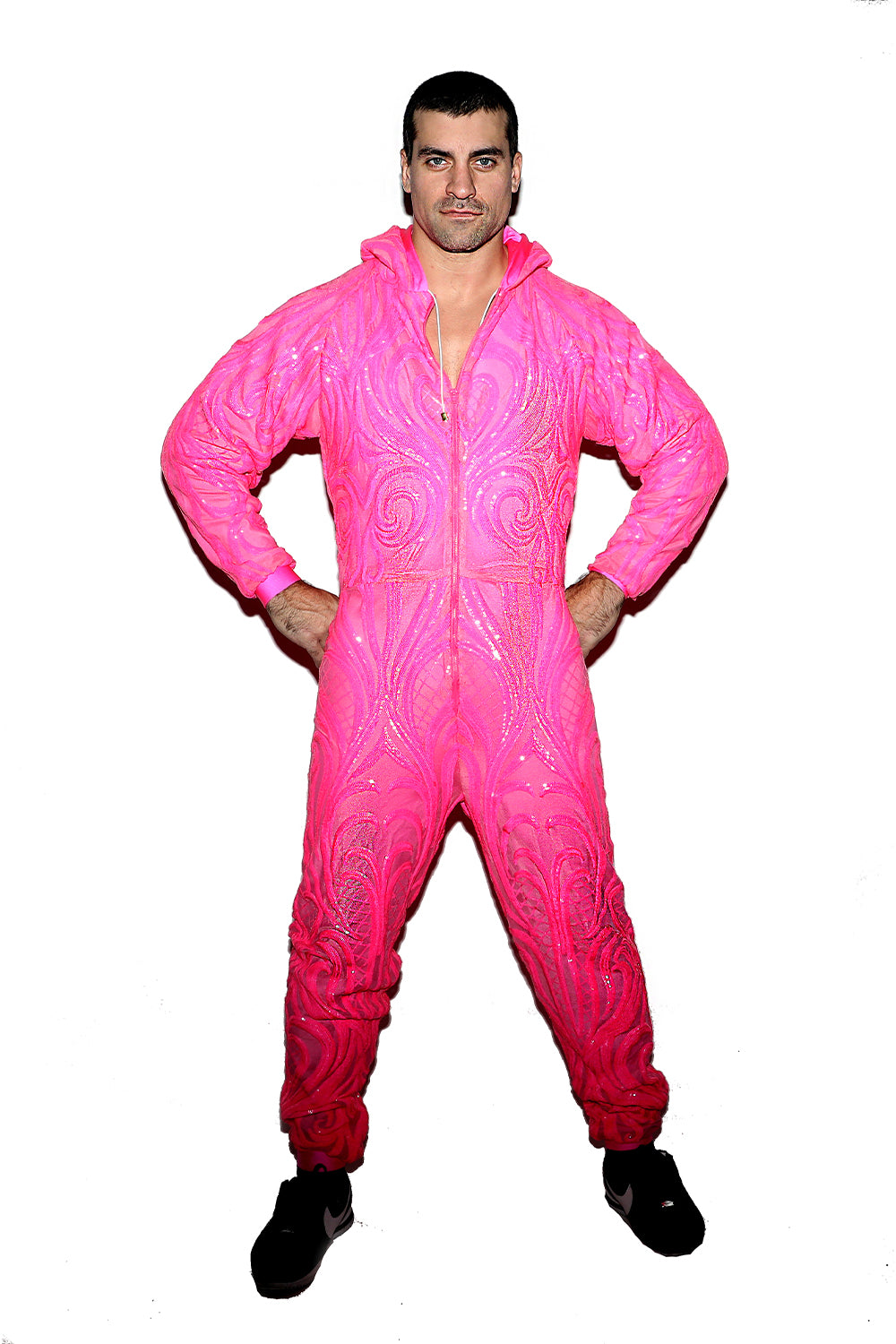 Neon Pink Sequin Jumpsuit / Ski Suit