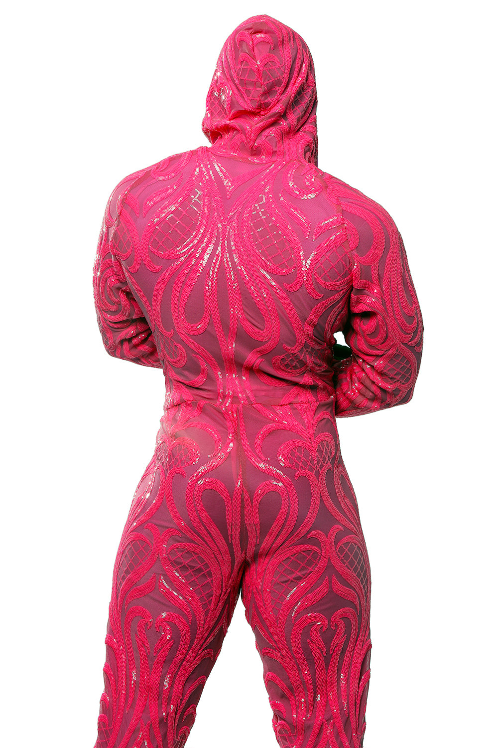 Neon Pink Sequin Jumpsuit / Ski Suit