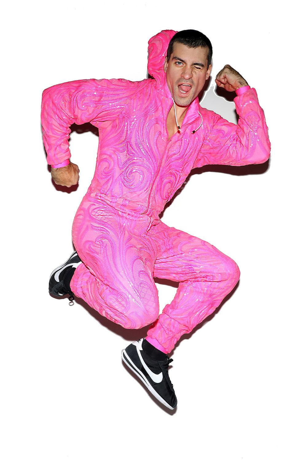 Neon Pink Sequin Jumpsuit / Ski Suit