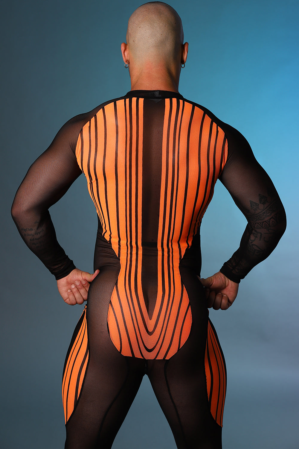 Orange and Black Mesh Shadow Suit - Slick It Up 